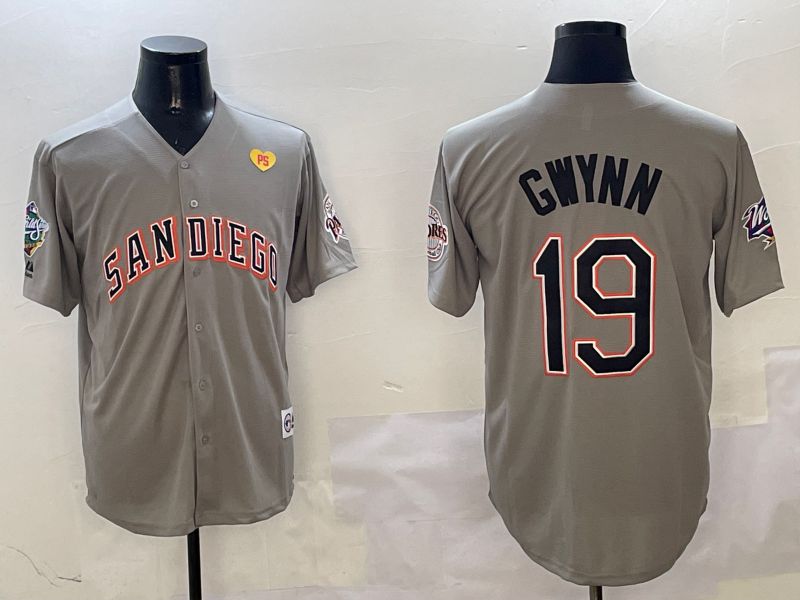 Men San Diego Padres #19 Gwynn Grey Throwback Game 2025 Nike MLB Jersey style 3129